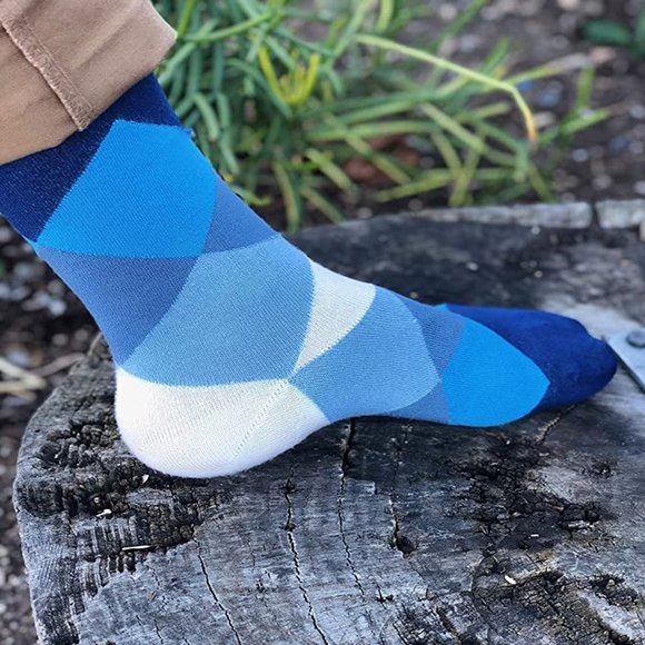 Colorful BAMBOO Socks for MEN WOMEN in Blue Assortment Natural Soft Comfortable - Picture 2 of 5